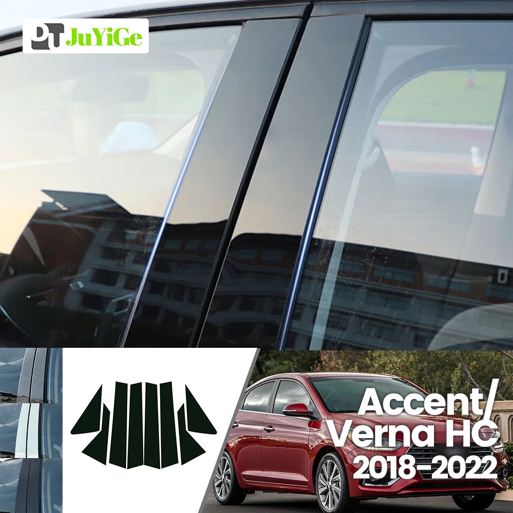 

For Hyundai Accent Verna HC 2018-2022 2019 2020 2021 Bright Black Carbon Fibre Window Door B C Sticker