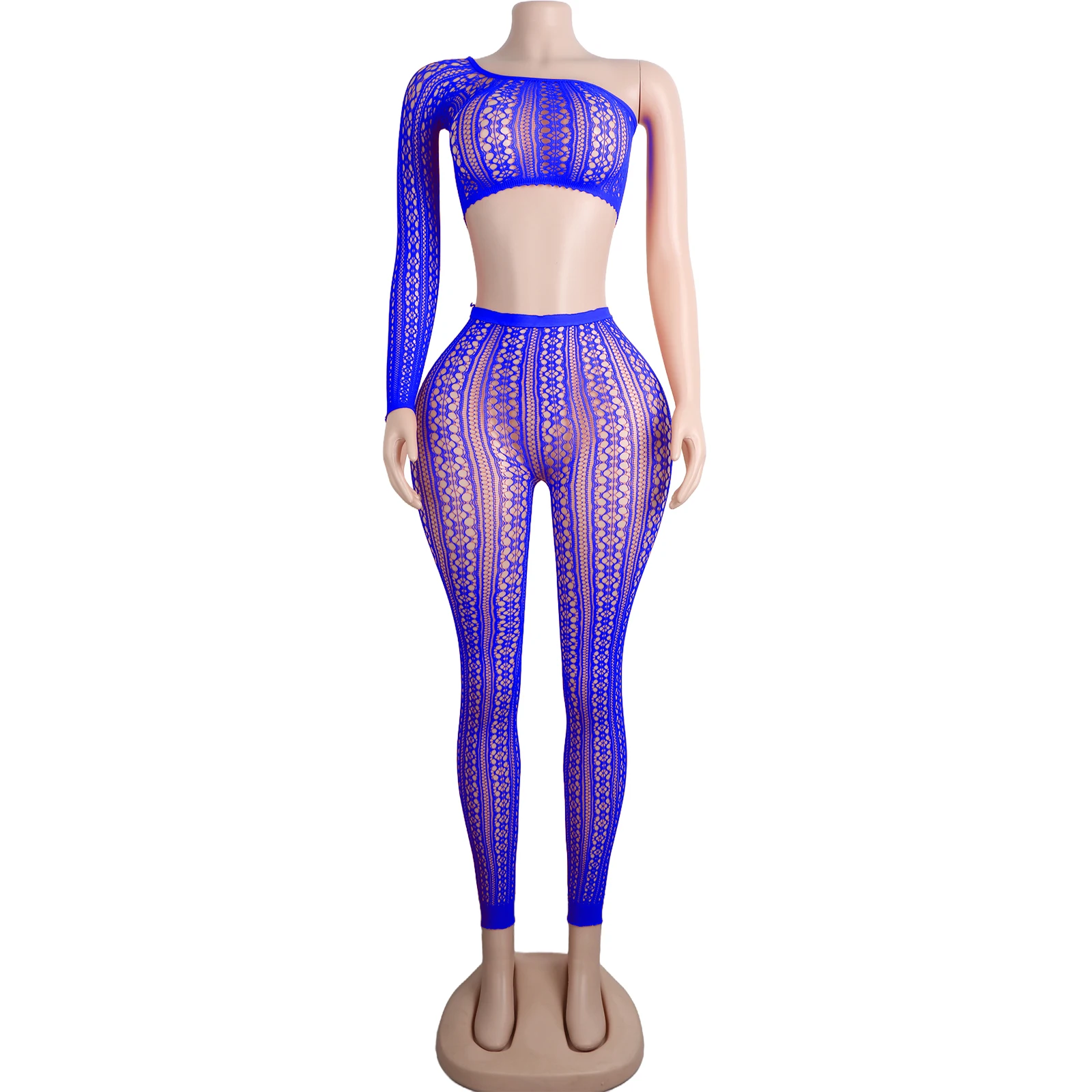 Extended Length Mesh Dancewear Asymmetric Bodysuit Server Apparel Rhinestone Exotic New Design Club Night Performance Wholesale view 4