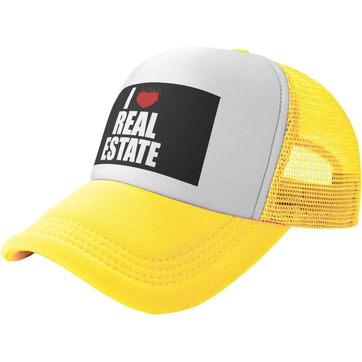 I Love Real Estate Trucker Hat Polyester Mesh Snapback Cap Unisex Casual Outdoor Adjustable