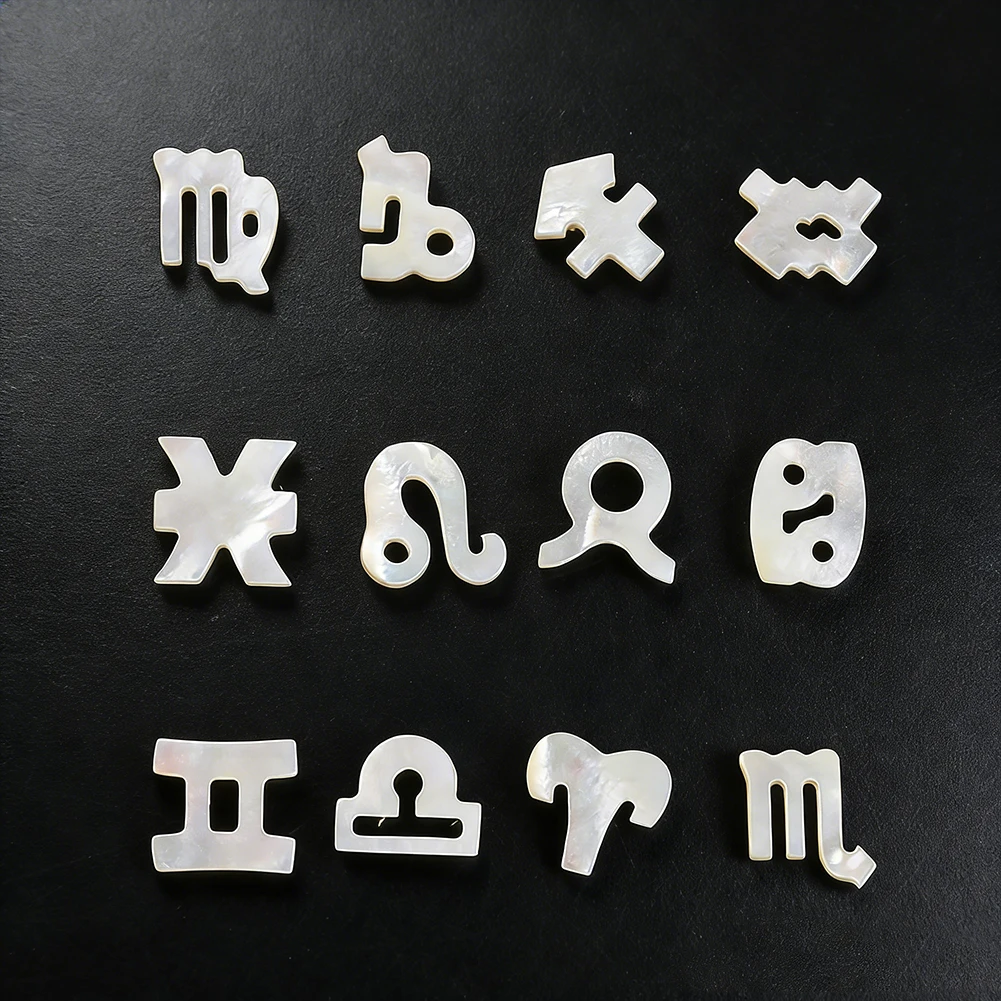 1pcs Natural Mother-of-Pearl Carving Zodiac Signs Pendants for Necklaces Earrings Bracelets Charms Jewelry Making Accessories