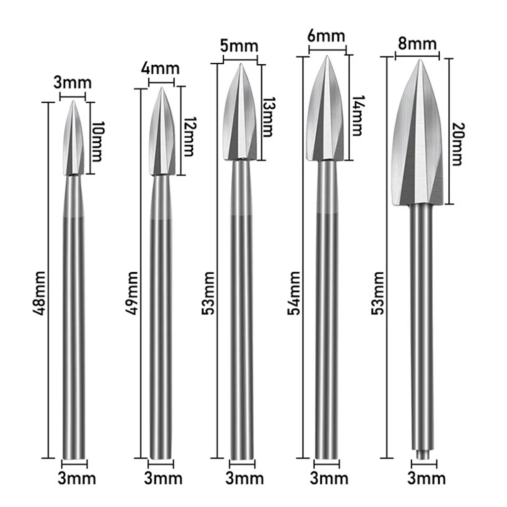 

5 шт., набор сверл для гравировки по дереву, антифрикционные вращающиеся насадки для детальной резьбы по дереву и сверла для рукоделия