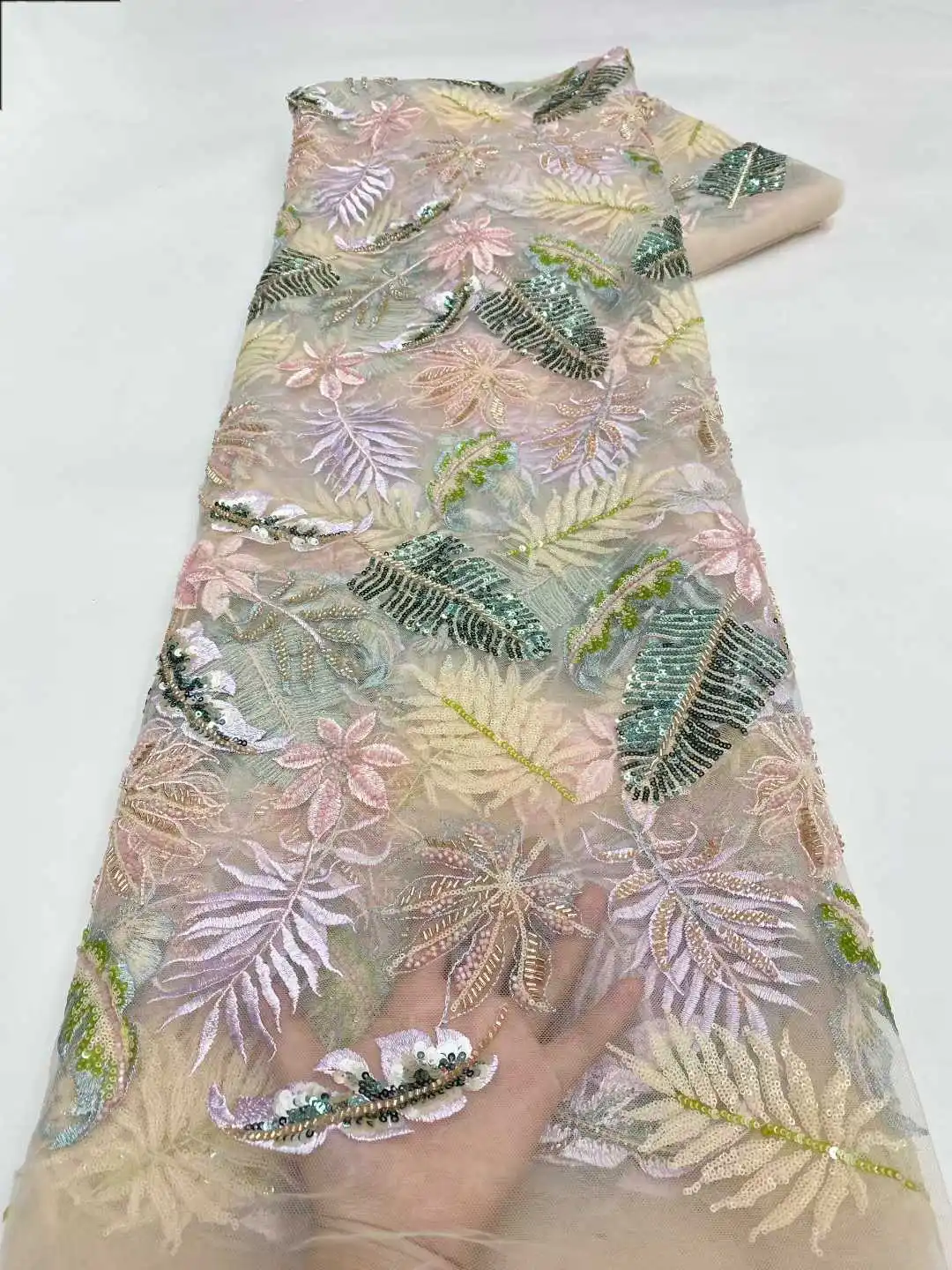 قماش دانتيل تسلسل أفريقي فاخر 2025 جودة عالية ترتر دانتيل مطرز قماش شبكي للنساء فساتين حفلات الزفاف #1