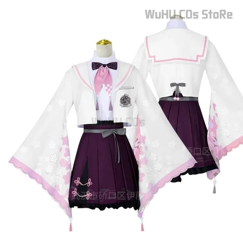 

a7d@Customized Project Sekai Otori Emu Otori Cosplay Costume Wig Kimono HanoriPjsk Pink Skirt Halloween Girls Lolita Game Clothi