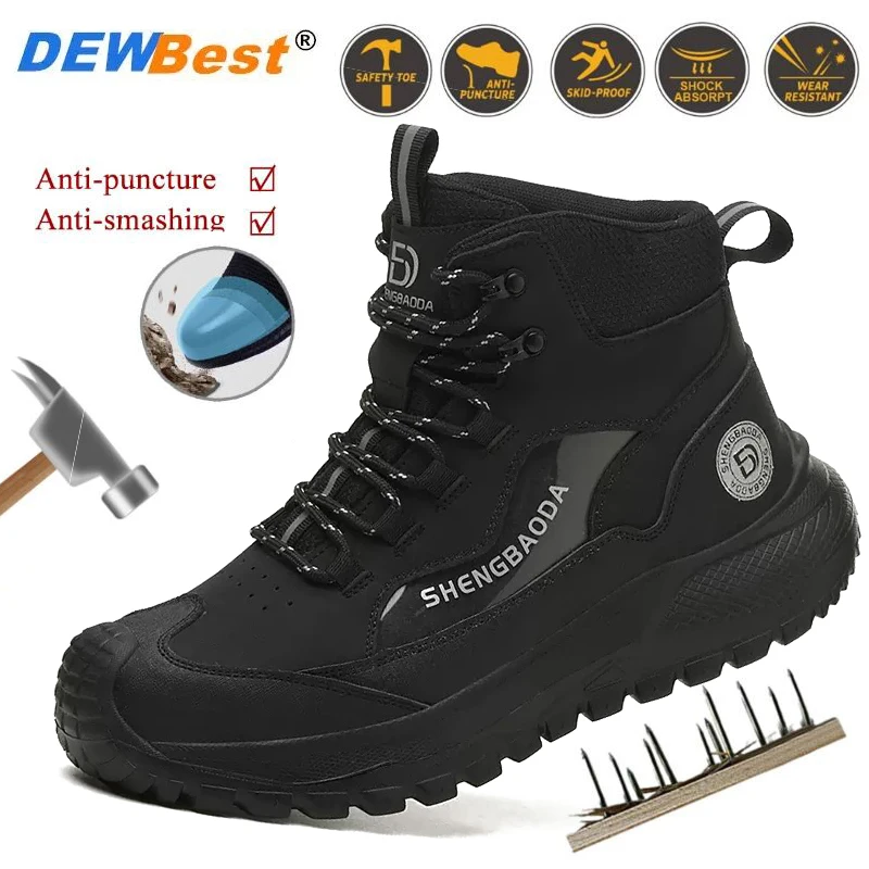 Men's Outdoor Durable, Non-Slip Steel-Toe Breathable Work Shoes: Impact-Resistant and Puncture-Resistant Safety Footwear