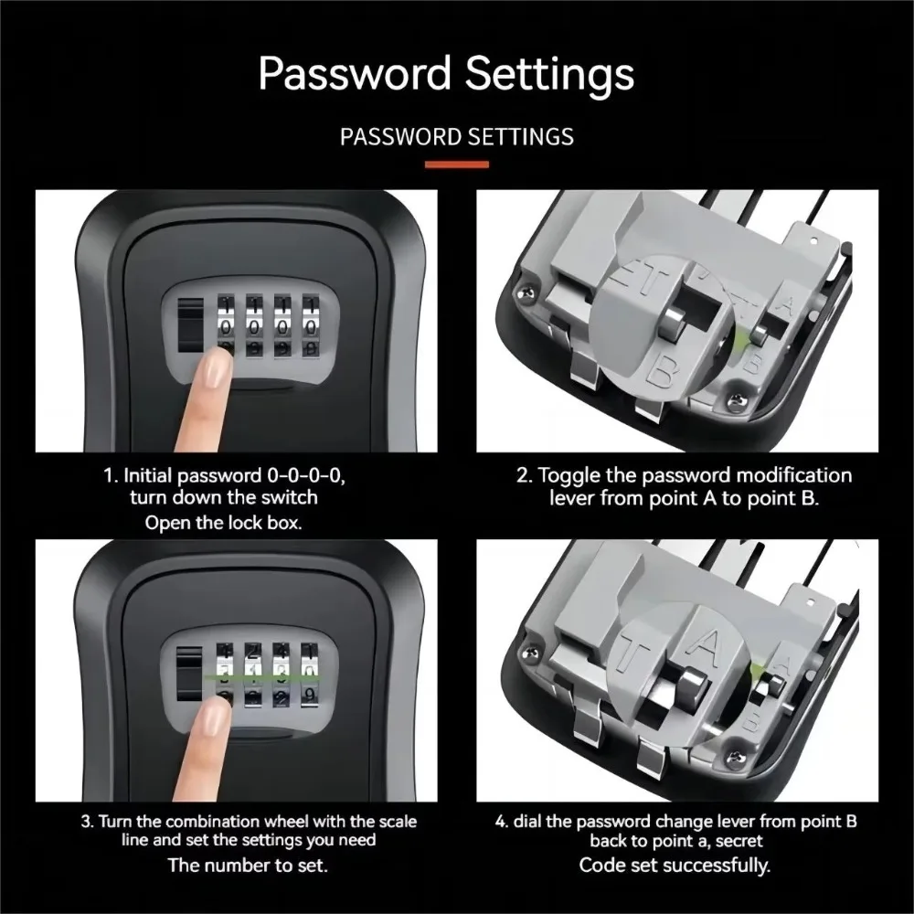 New Steel Wire Key Storage Case Waterproof 4 Digit Code Key Organizer Box Hanging Design Password Key Box Outdoor Use