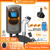 feyree EV Charger Type1 EVSE Wallbox 32A 7.6KW 40A 9.6KW 50A 12KW  1Phase  j1772 Adapter APP Control for Electric Vehicle Car