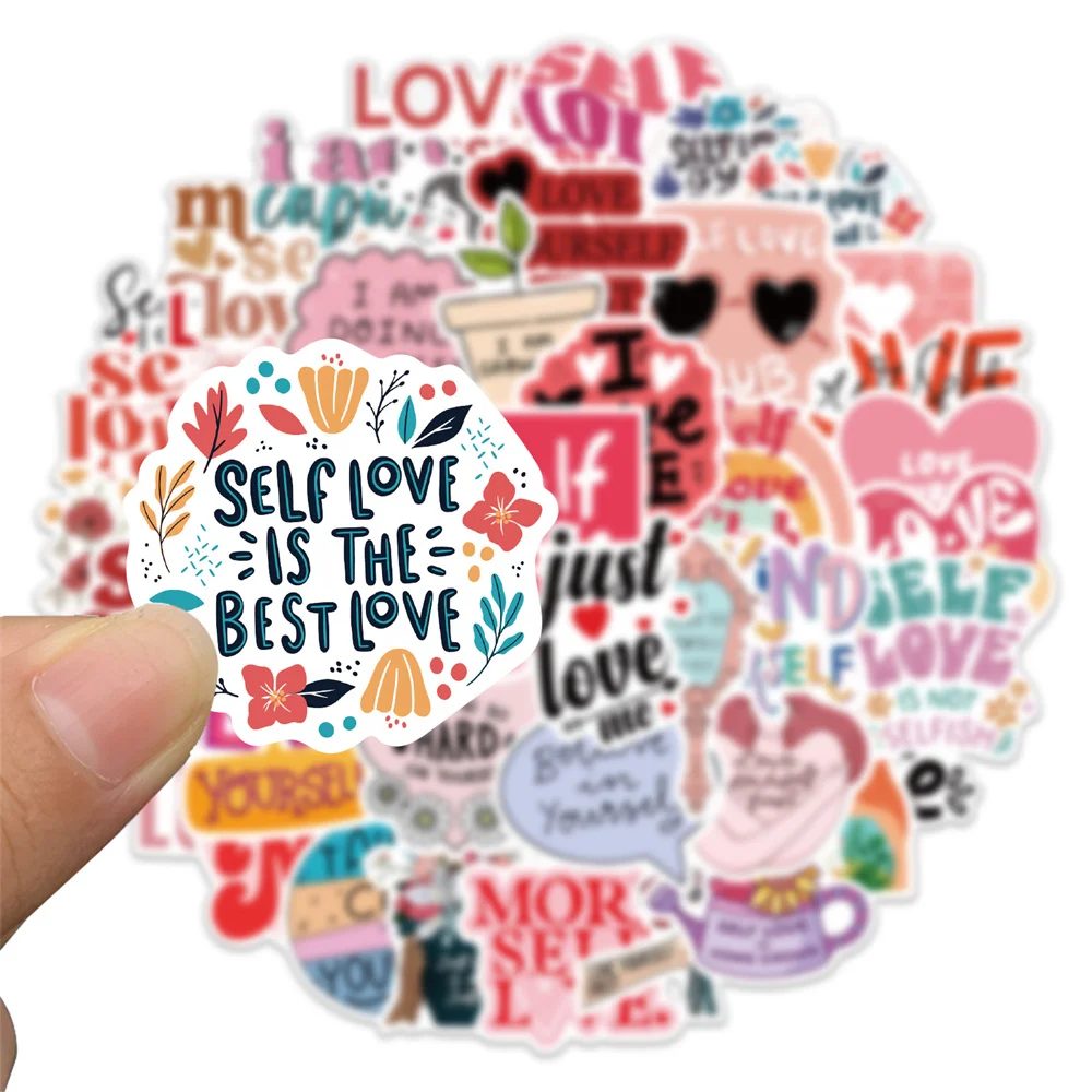 50pcs Aesthetic Motivational Self Love Stickers For Ipad Journal Stationery Kscraft DIY Pink Power Sticker Scrapbooking Supplies