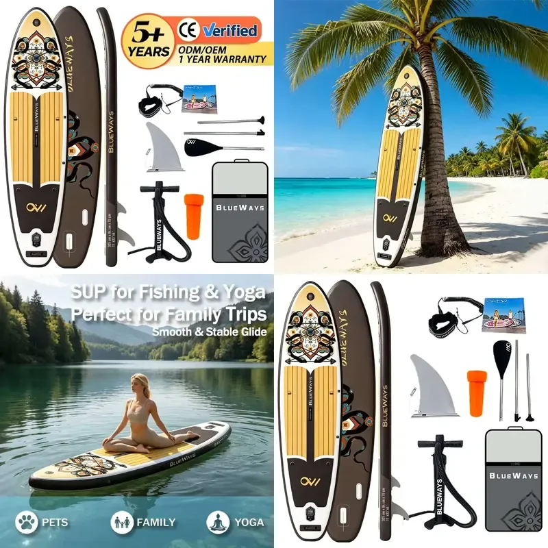Snake Pattern Brown Inflatable Paddle Board All-Round SUP for Lake, Ocean & All Skill Levels