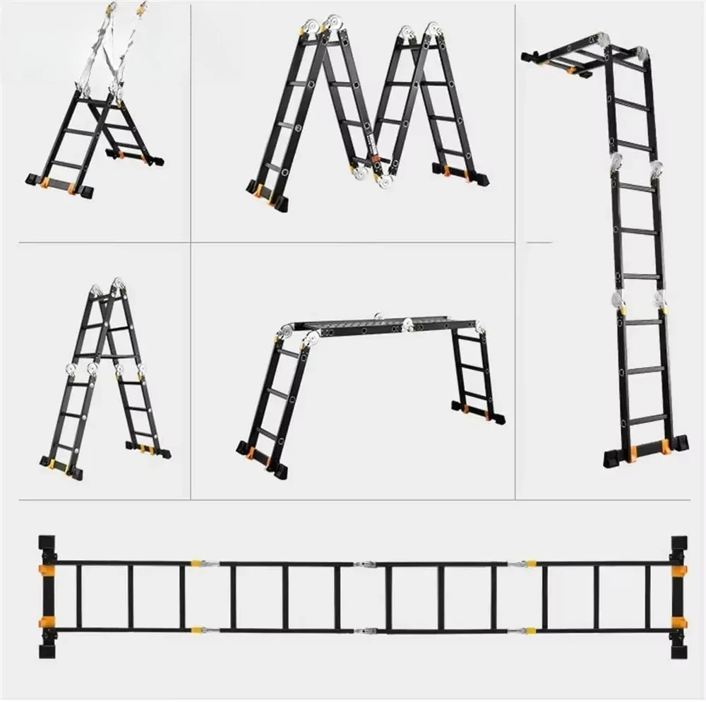 Black Multi-purpose Ladder Folding 4x3 4x4 4x5 4x6 Large Hinge EN131
