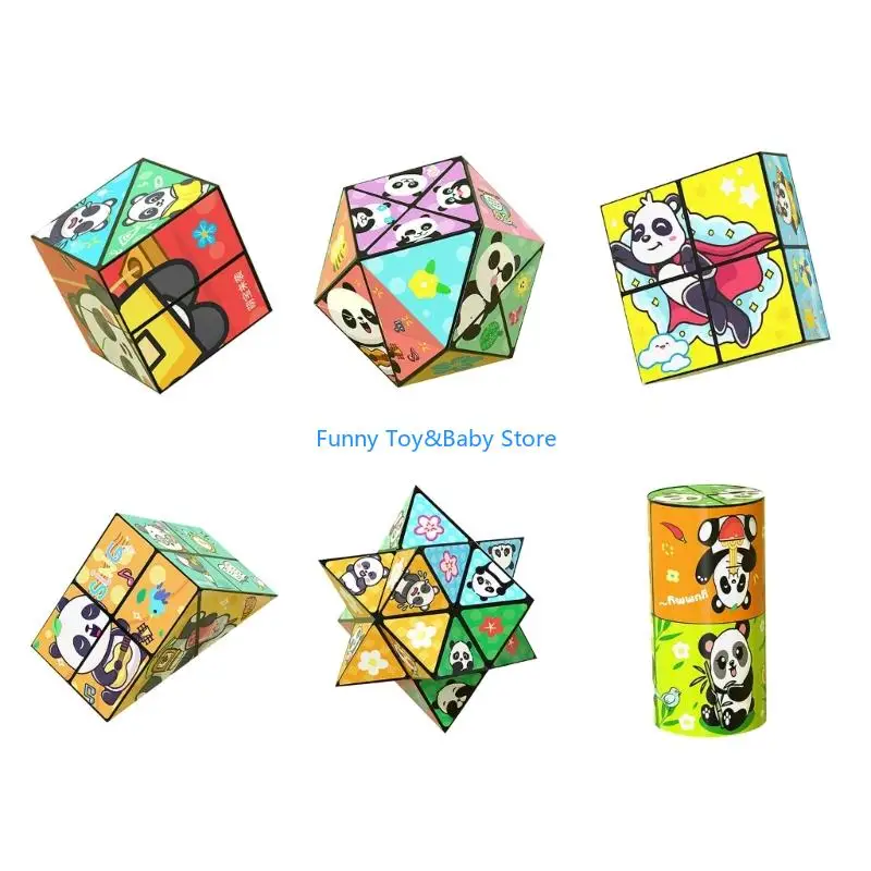 Cubi puzzle creativi lancianti Set simpatico panda giocattolo antistress per adulti bambini rompicapo portatile gioco C90B