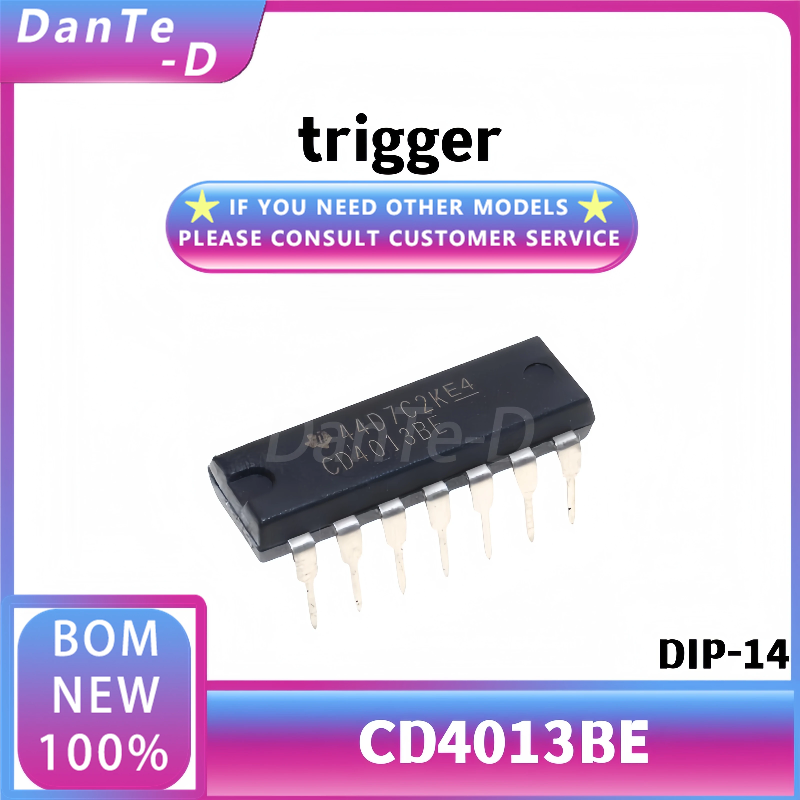 แพ็กเกจ CD4013BE 10ชิ้นชิปทริกเกอร์แบบ D-Type ช่องสัญญาณคู่ PDIP-14ของแท้ใหม่