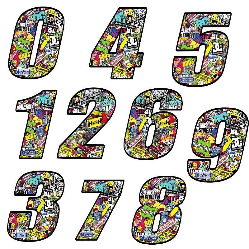 Car Sticker Exquisite Punk Digital Bomb Skull Decal Number 0123456789 Exterior Parts Interior Stickers Caravan Accessories PVC