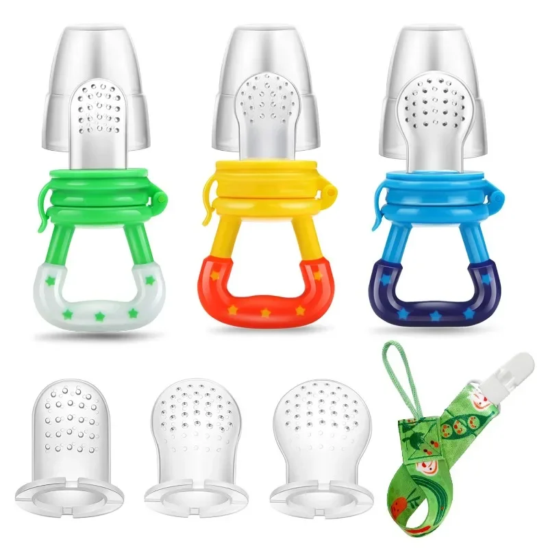 Baby Food Teether Feeder Baby Pacifier Teething Toys Suitable for Fresh Frozen Fruit Silicone Food Container All Sizes Included