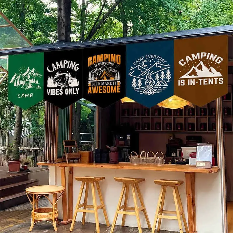 American Retro Outdoor Pub Triangle Flag Decorative Curtain No Punching Needed Short Blind For Coffee Shop Cat Cover