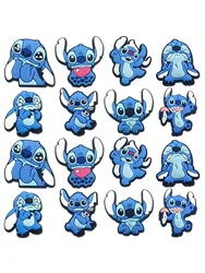 MESUCA 16PCS Blue Stitch Shoe Charms Set For Clogs Bag Bubble Slides Sandals, PVC Shoe Decorations Beach Bag Accessories