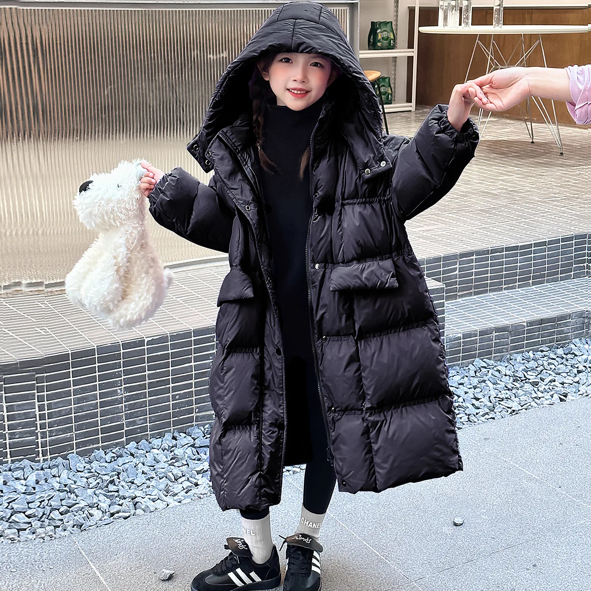 

2025 Winter Children Girl Parkas Cotton Plus Velvet Thicken Warm Kid Girl Jackets Loose Children Girl Long Snowwear Coat Outfits