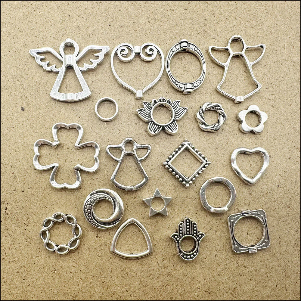 Tibetan Silver Plated Bead Frames Spacer Beads Charms For DIY Earrings Necklaces Bracelets Jewelry Making
