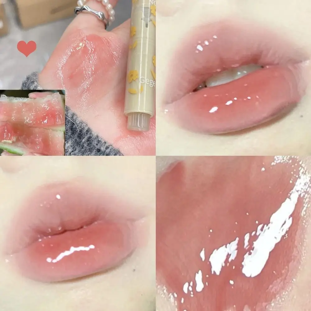 Cosméticos para mujer, herramienta de maquillaje de regalo, tinte de labios, brillo de labios suave y transparente, lápiz labial de espejo de gelatina, brillo de labios, lápiz labial de flores