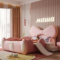 Solid Wood Queen Size Children's Bed - Cute Princess Design, Trendy Postmodern Furniture for Luxury Girls