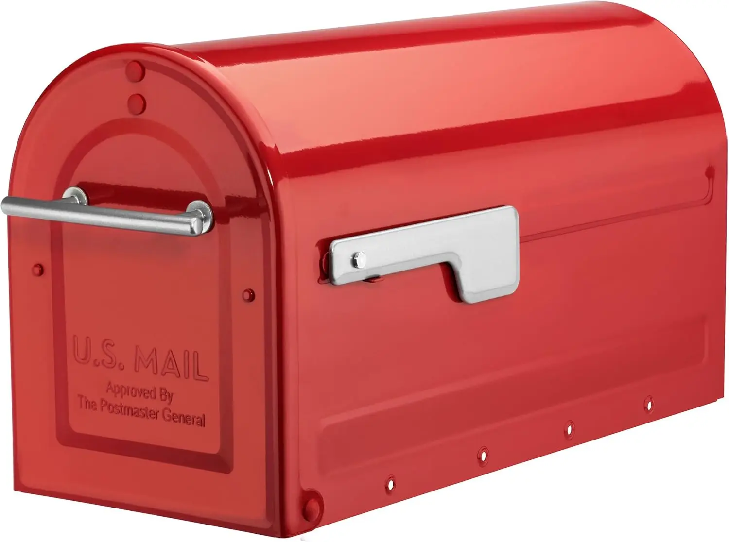 

Red Steel Mailbox with Magnetic Closure for Curbside and Post Mounting