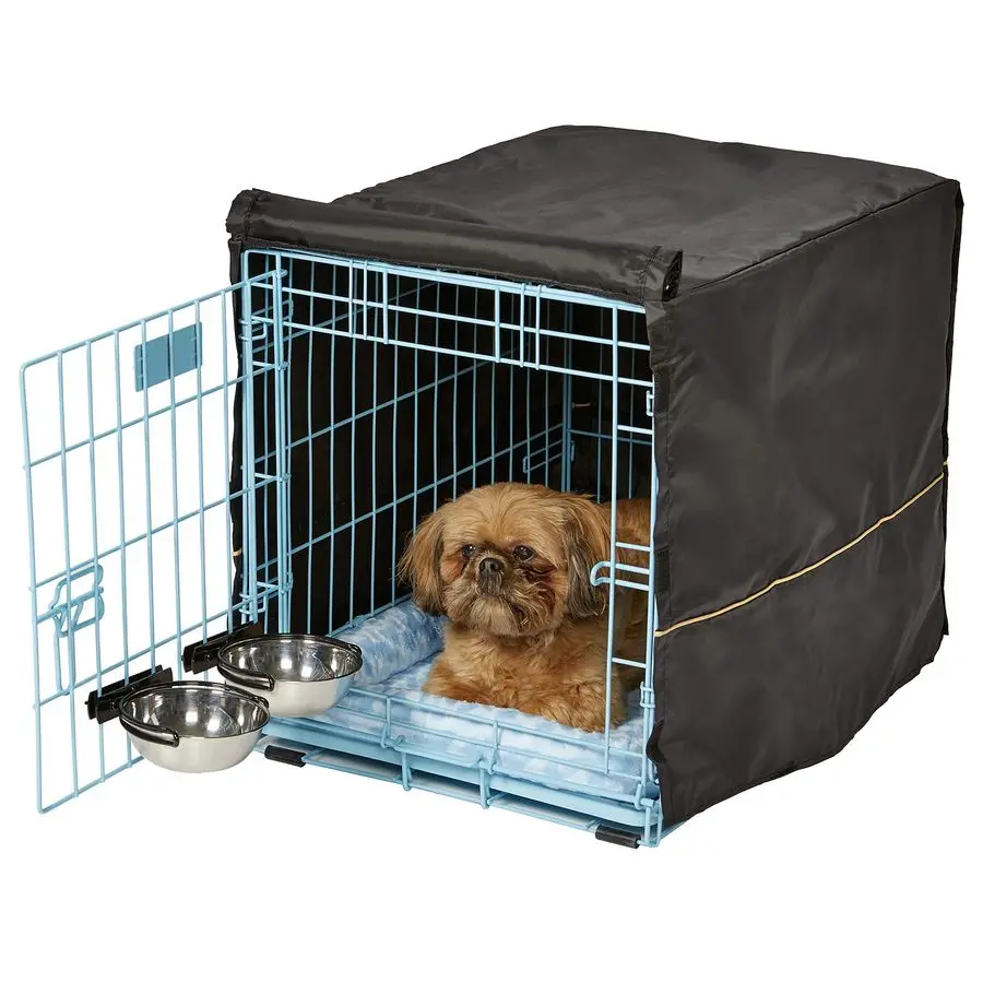 

Blue Fashion iCrate Starter Kit, 24inch Dog Crate Bundle for Small Dogs, Includes Cage, Pet Bed, 2 Bowls and Privacy Cover