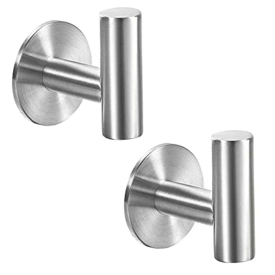 

Adhesive Brushed Nickel SUS304 Stainless Steel Towel Hooks Heavy Duty Waterproof, Self-Adhesive Coat Robe Hook for Bathroom, Ki