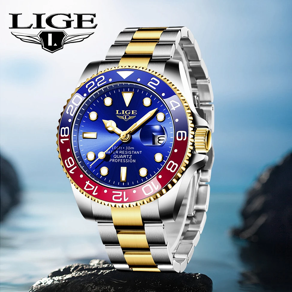 

Top Brand Casual Watch For Men Luxury Luminous LIGE 2024 Wristwatch Stainless Steel Waterproof Men Date Calendar Clock