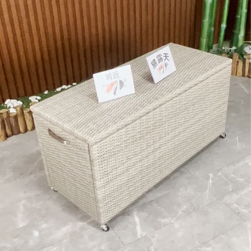 

Outdoor Balcony Leisure Storage Box Rattan Furniture Hotel Movable Storage Basket Courtyard Wine Imitation Rattan Storage