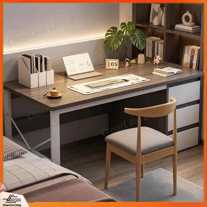 Wooden Computer Desk Home Office Study Table with Drawer Storage Space Saving Eco Friendly Durable Multi Functional Workbench