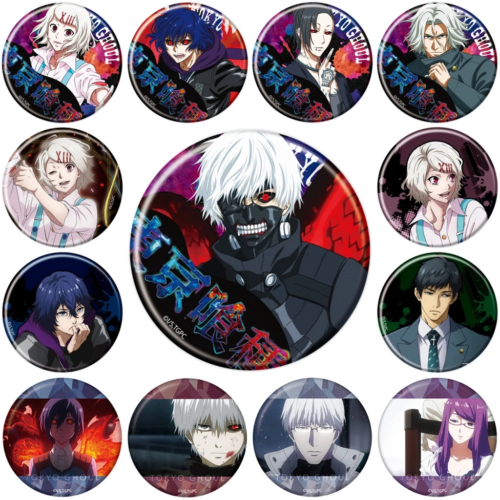 

58 мм аниме Токийский гуль Фугучи Риоко Канеки Кен Тоука Киришима Косплей Костюм Значок Булавка SPTE Жесть Брошь ﻿ Опора Gilf