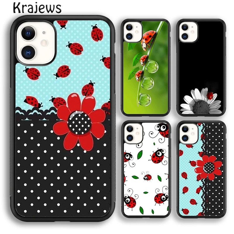 Krajews Lady Bugs Soft Phone Case Cover For iPhone 16 15 SE2020 14 6 7 8 plus 11 12 13 pro max coque Shell Fundas