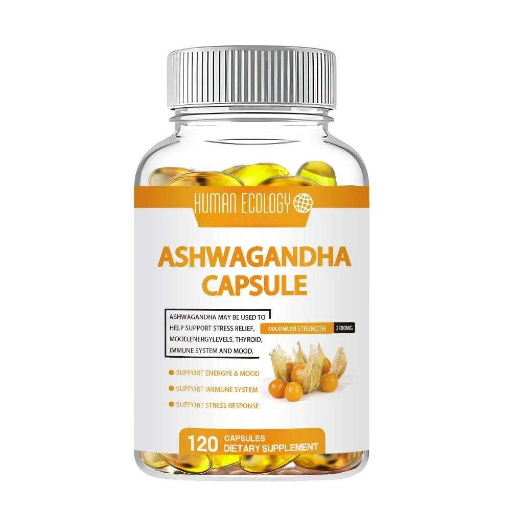 Ashwagandha cápsula adicional suplementos de energía y resistencia alivio del cerebro y la memoria estrés sueño profundo cuidado vegetariano para adultos