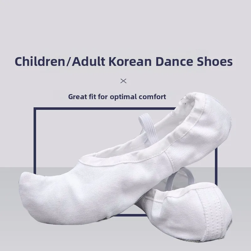 Classical Korean Dance Shoes Canvas Practice Shoes White Traditional Hook Design Indoor Workout Shoes for Children And Adults
