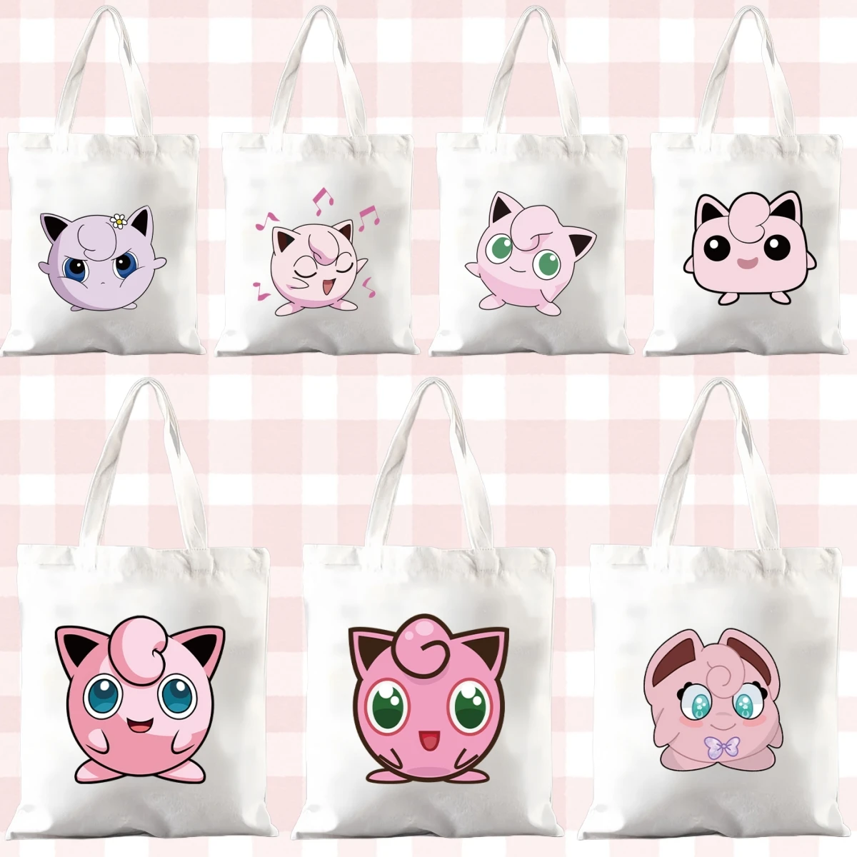

Холщовая большая сумка с рисунком Jigglypuff, аниме Kawaii, большая вместимость, Harajuku, портативная дорожная сумка для покупок, повседневная повседневная сумка, подарок