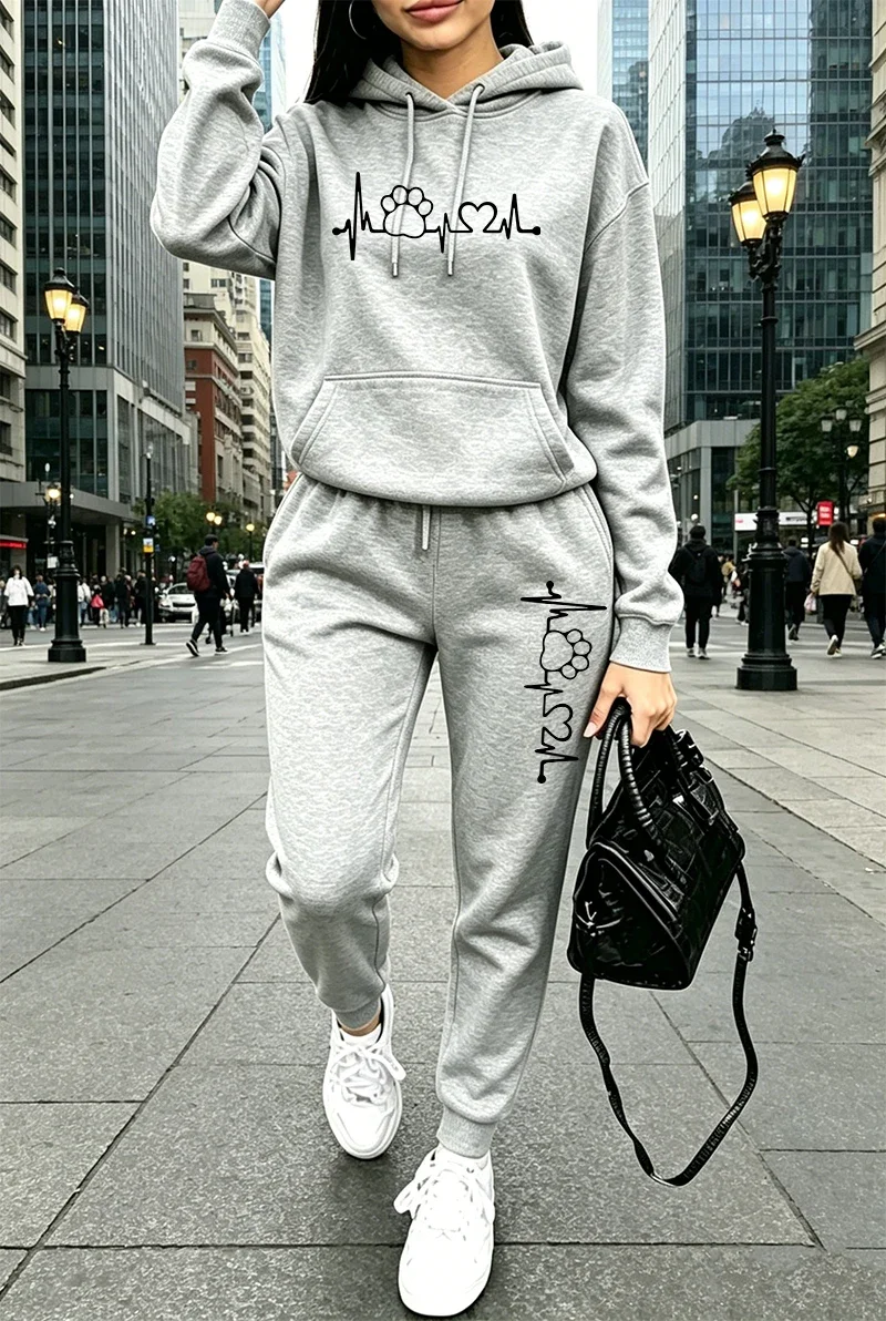 2026 Womens Tracksuit Printing Casual Hoodie Sweatshirts Outdoors Sports Jogging Woman Clothing Autumn Winter Quality Sportswear view 3