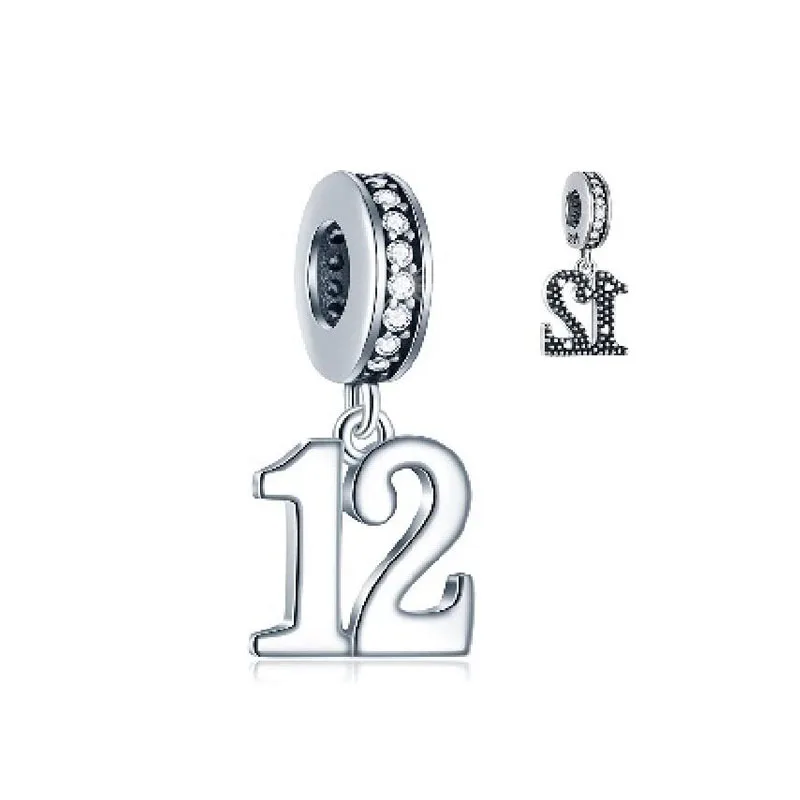 2024 Nieuwe 925 Zilver 12 25 50 Digitale hanger Charm Bead Fit Originele pan Armband Voor Gift vrouwen Sieraden