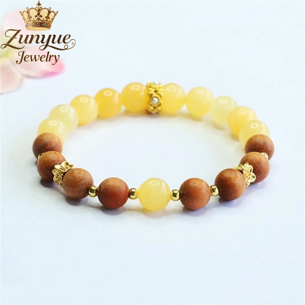 

High-End Natural Beige Yellow Jade Sandalwood Bracelet Luxury Quality Fashion Jewelry Exquisite Elegant Charms Popular Young
