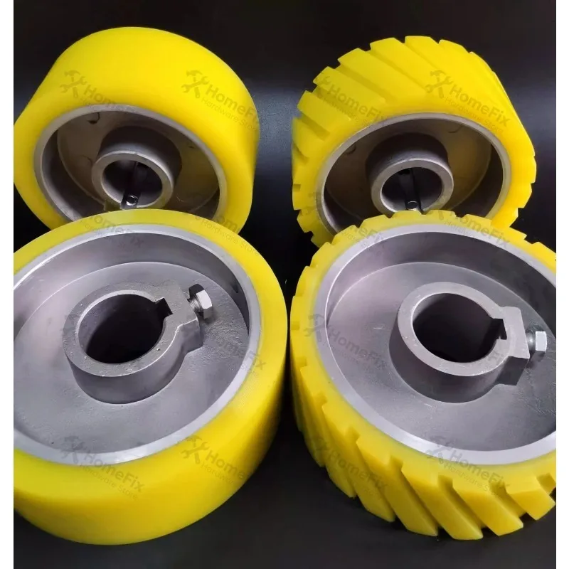 1PC Aluminum Core Four Sides Planer Polyurethane Feed Roller Rubber Wheel Wood Planing Conveying Roller