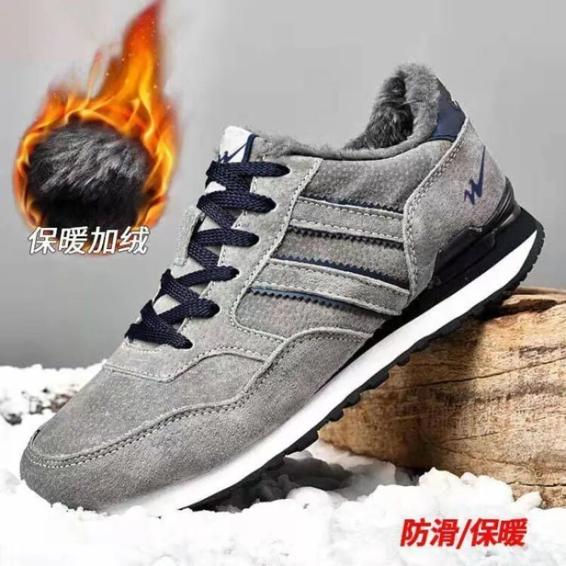 

Men's Winter Fleece Lined Warm Genuine Leather Non Slip Cold Resistant Running Shoes