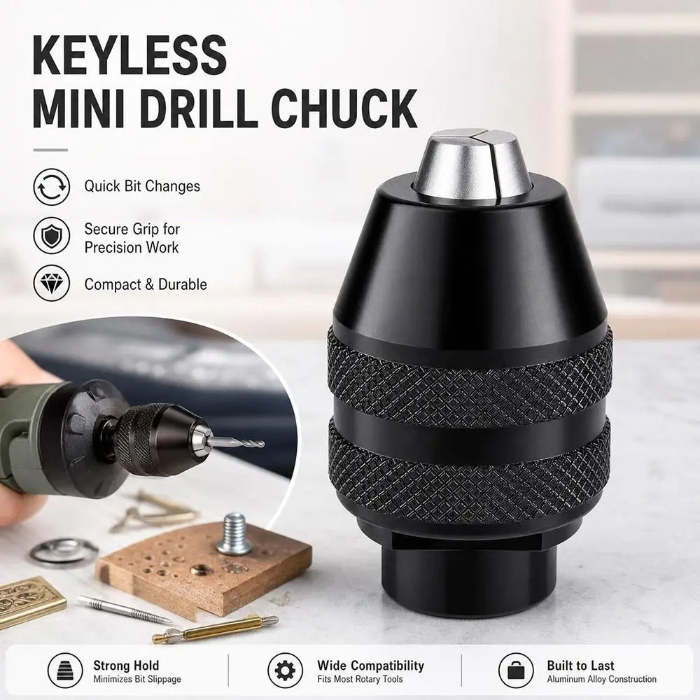 Mini Rotary Tool Chuck Alloy Adjustable Clamping Keyless Drill Chuck Three-Jaw Structure Rotary Tool Accessories