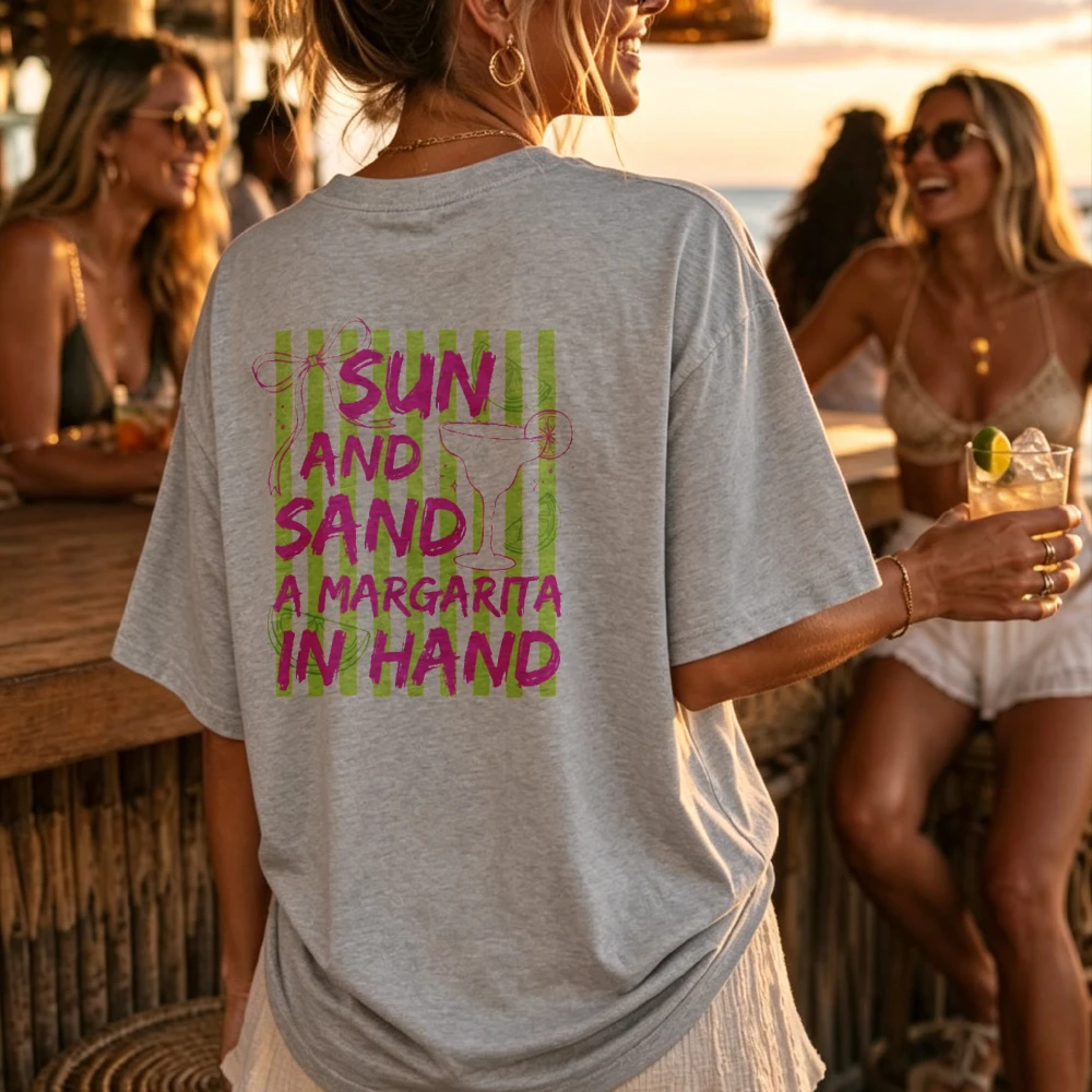 Sun Sand Salt Beach Cotton T-Shirt Summer Shirt Trendy Beach Tee for Women Summer Vacation Shirts Womens Beach Summer Tee Tops