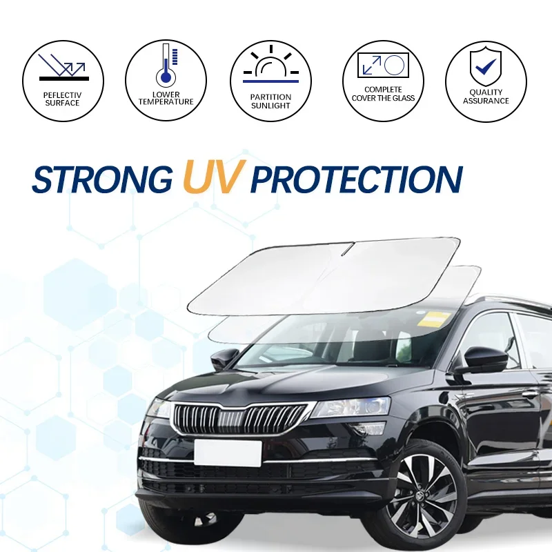 Солнцезащитный козырек на лобовое стекло для Skoda Karoq Sportline, складной, защищает от УФ-лучей, сохраняет автомобиль прохладным