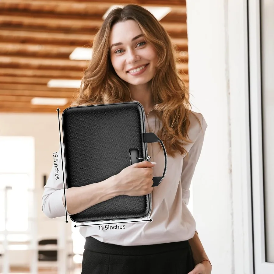 Organizzatore di file ignifugo Scatola per documenti ignifuga con serratura Cartella di file espandibile grande con 13 tasche Custodia rigida portatile sicura