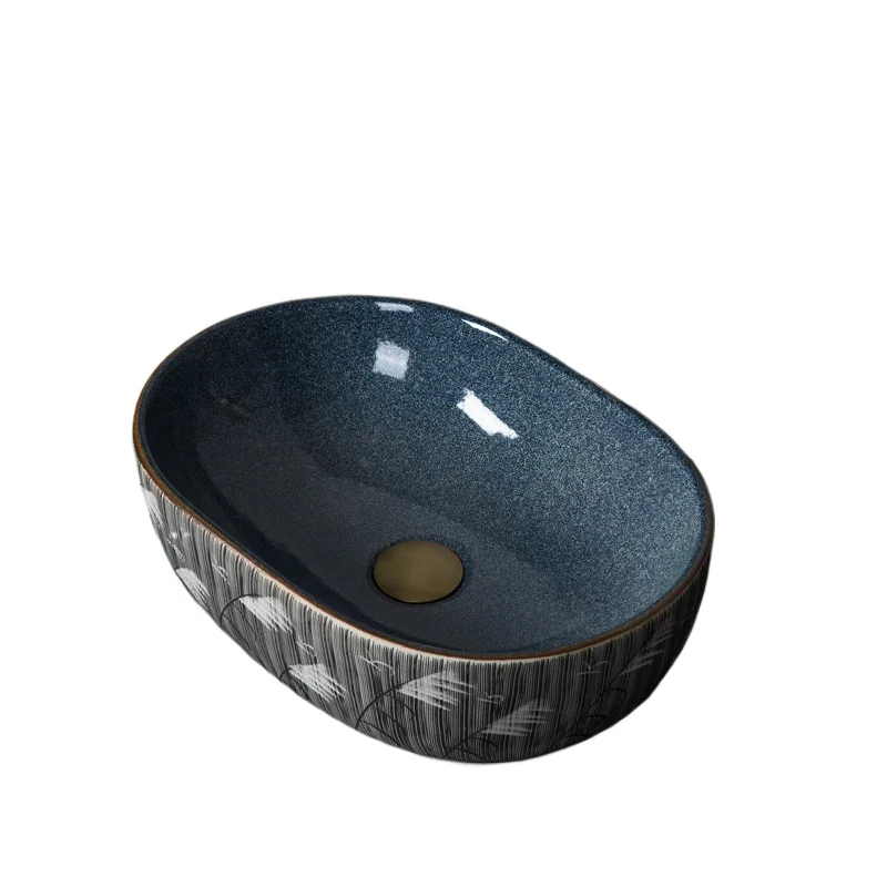 

Художественная настольная раковина, керамическая раковина, винтажная ванная комната, бытовая одинарная раковина