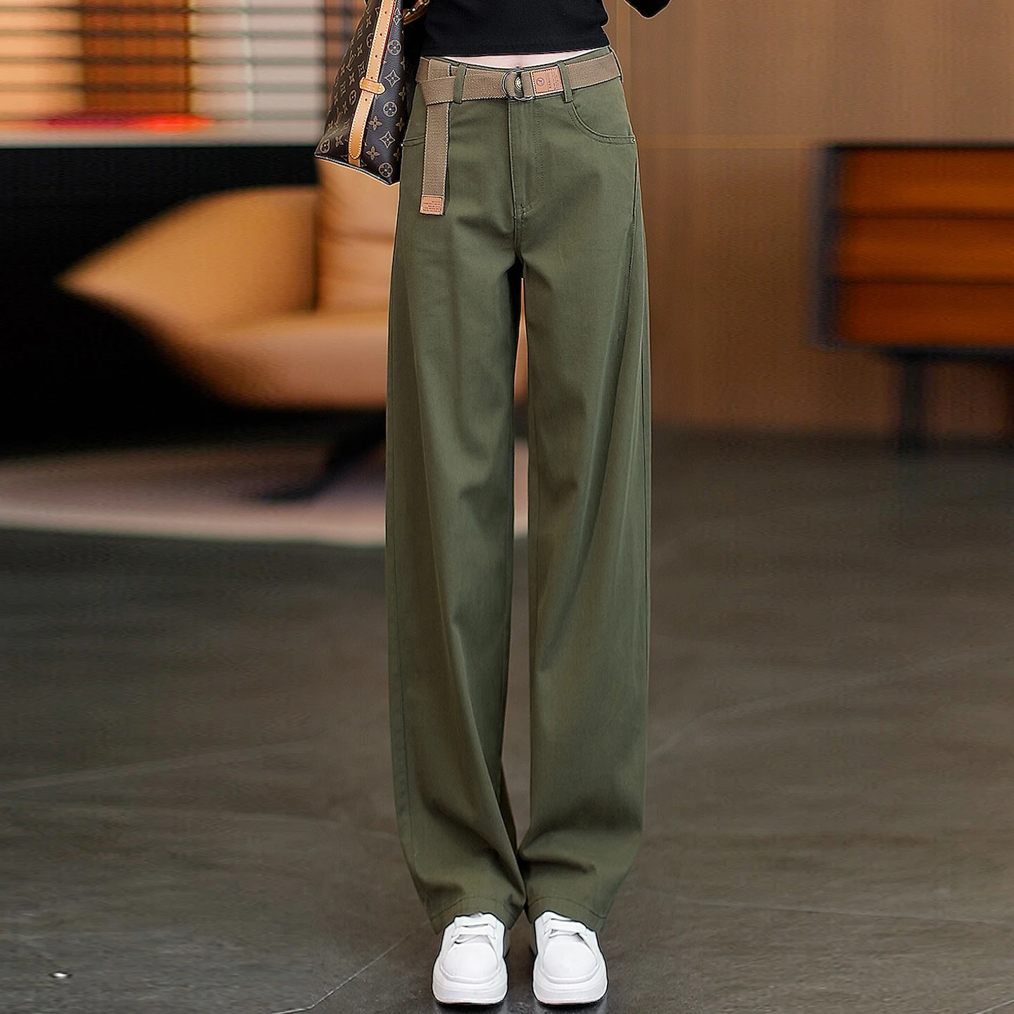 

Женские джинсы в стиле кэжуал, с высокой талией, прямого кроя, облегающие, из эластичного хлопкового денима, новинка осени