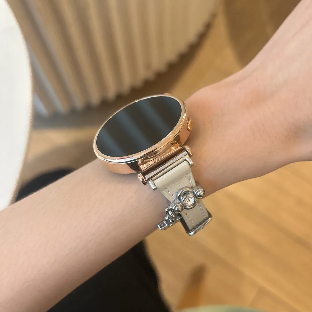 Exclusive 20mm 18mm 22mm Bling women leather loop Correa For Samsung Galaxy Watch 7 FE 5 Pro 4 6 classic 44mm 40mm band Strap