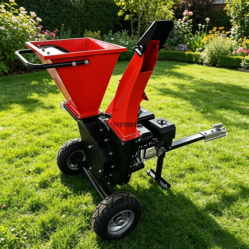 Mobile Wood Chipper Portable 3-in-1 Leaf Vacuum Mulcher, Home Yard Tree Twig Grass Crusher, Garden Waste Shredder