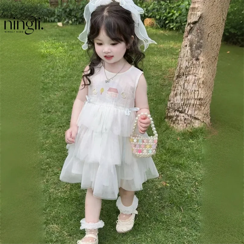 

Girls' Dress New Summer Fashionable Sleeveless Vest Dress Baby Princess Dress Cake Dress