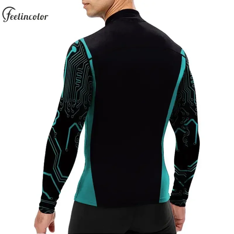Men Raglan Sleeve Surf Shirts Upf 50+ Sun Protection Blue Raindrops Tee Shirt Zip Up Breathable Tops Male Outdoor Sportwear