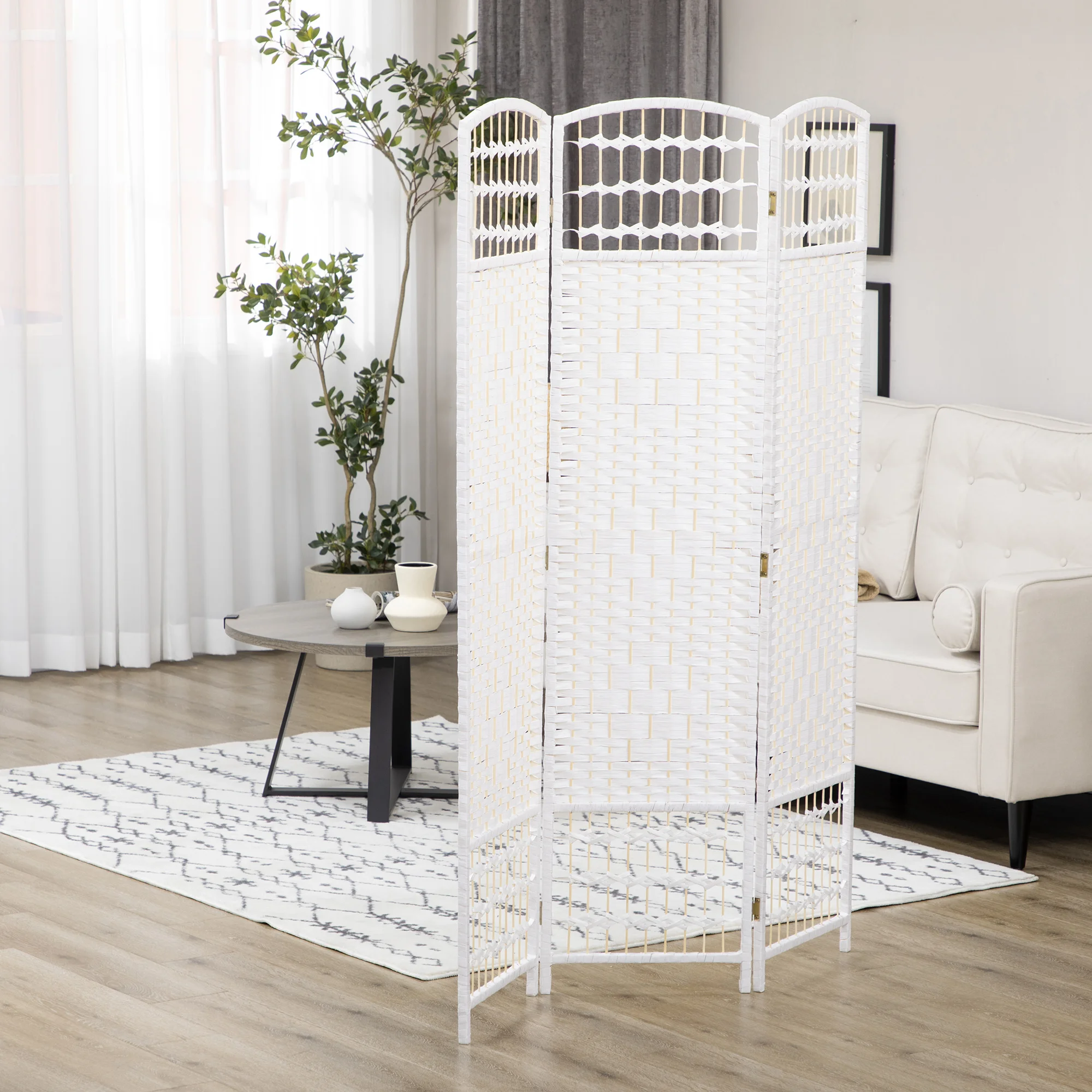 HOMCOM Biombo Separador de Ambientes de 3 Paneles Plegable 120x170 cm para Salón